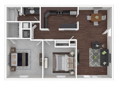 a floor plan of a 1 bedroom apartment 950 sq. ft. at Station JTown, Kentucky, 40299